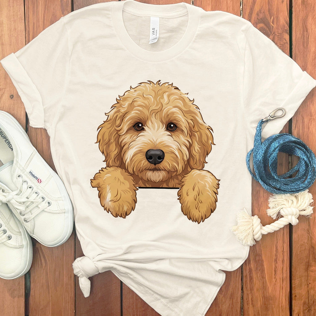 Peeking Goldendoodle T-Shirt in Natural / S by Puppy Jo