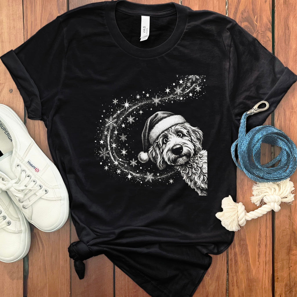 Peeking Holiday Doodle Magic T-Shirt in Black / S by Puppy Jo