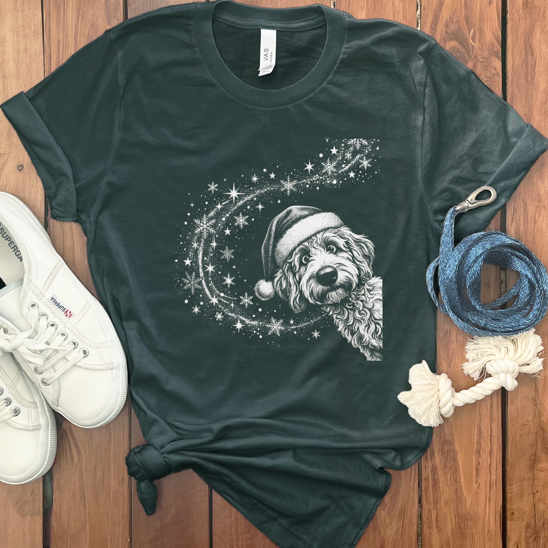 Peeking Holiday Doodle Magic T-Shirt in Forest / S by Puppy Jo