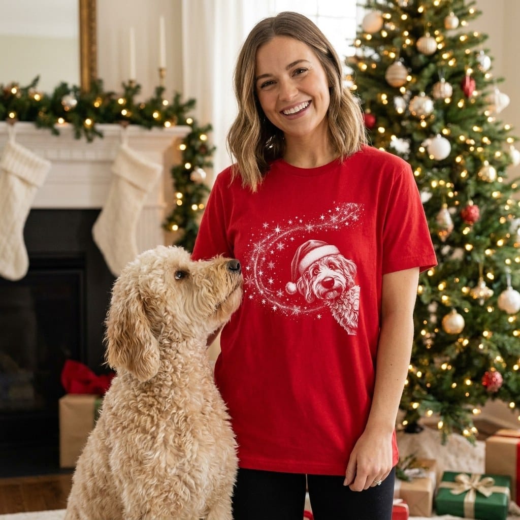 Peeking Holiday Doodle Magic T-Shirt in by Puppy Jo