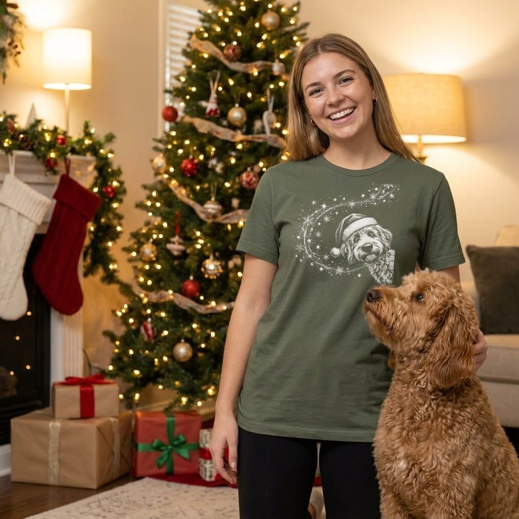Peeking Holiday Doodle Magic T-Shirt in by Puppy Jo