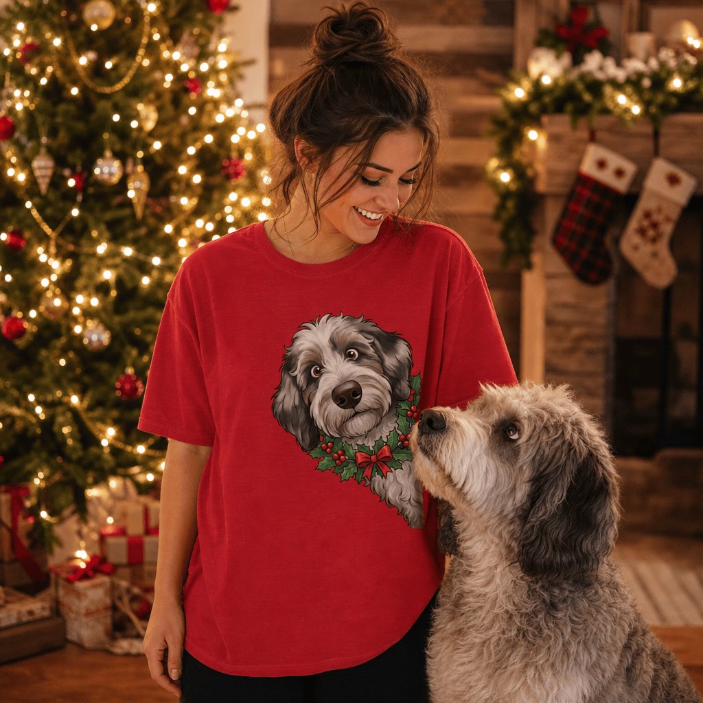 Peeking Holly Aussiedoodle T-Shirt in by Puppy Jo
