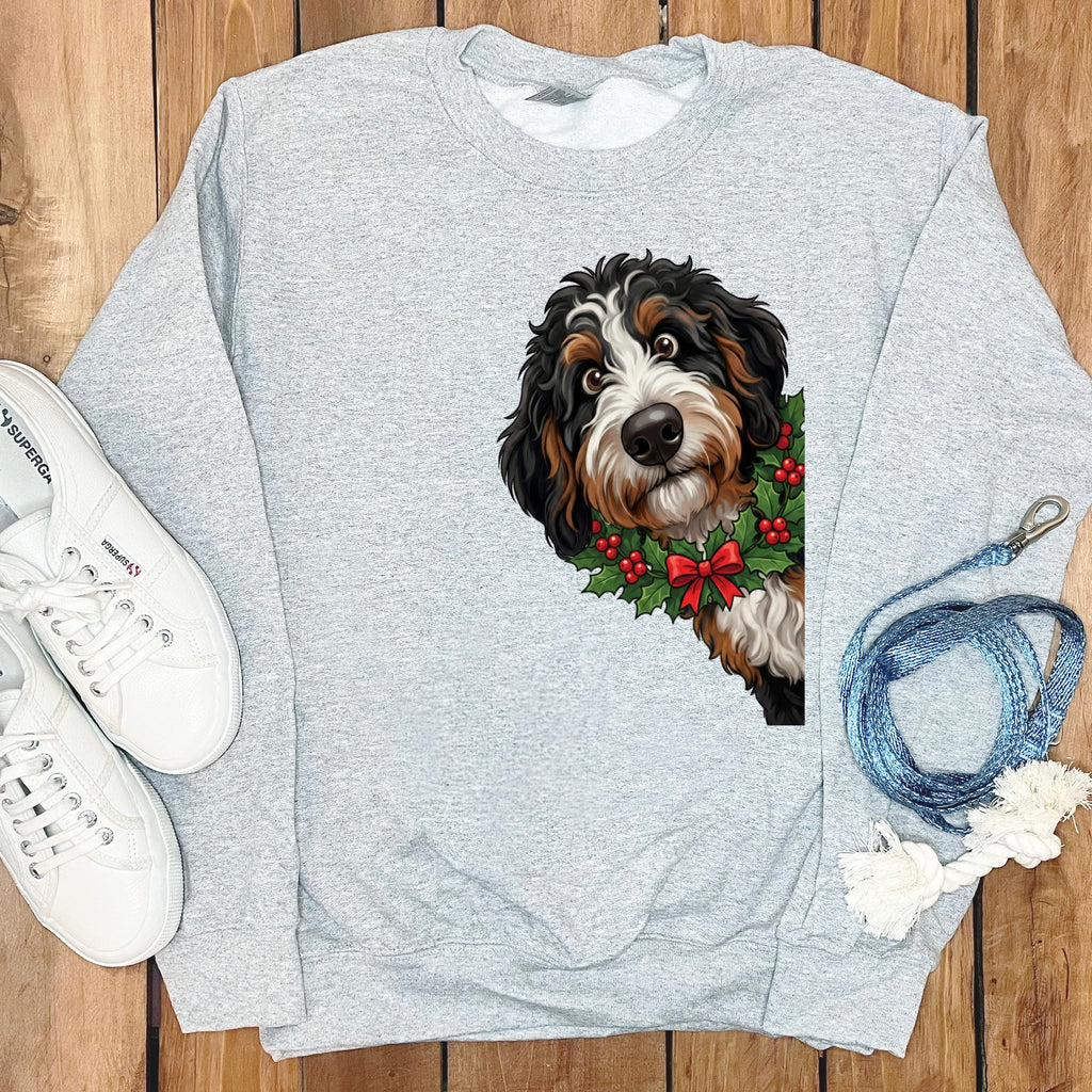 Peeking Holly Berneoodle Sweatshirt in Sport Grey / S by Puppy Jo