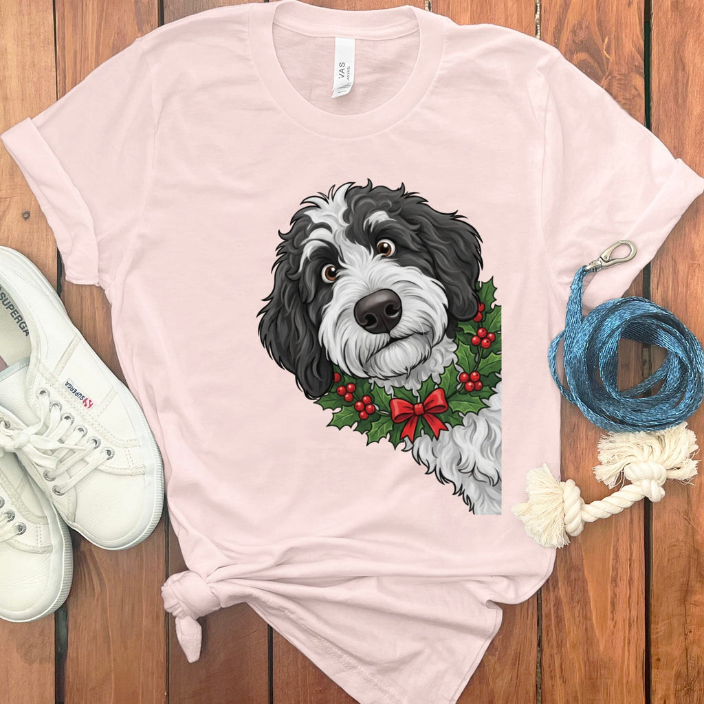 Peeking Holly Sheepadoodle T-Shirt in Soft Pink / M / T-Shirts by Puppy Jo