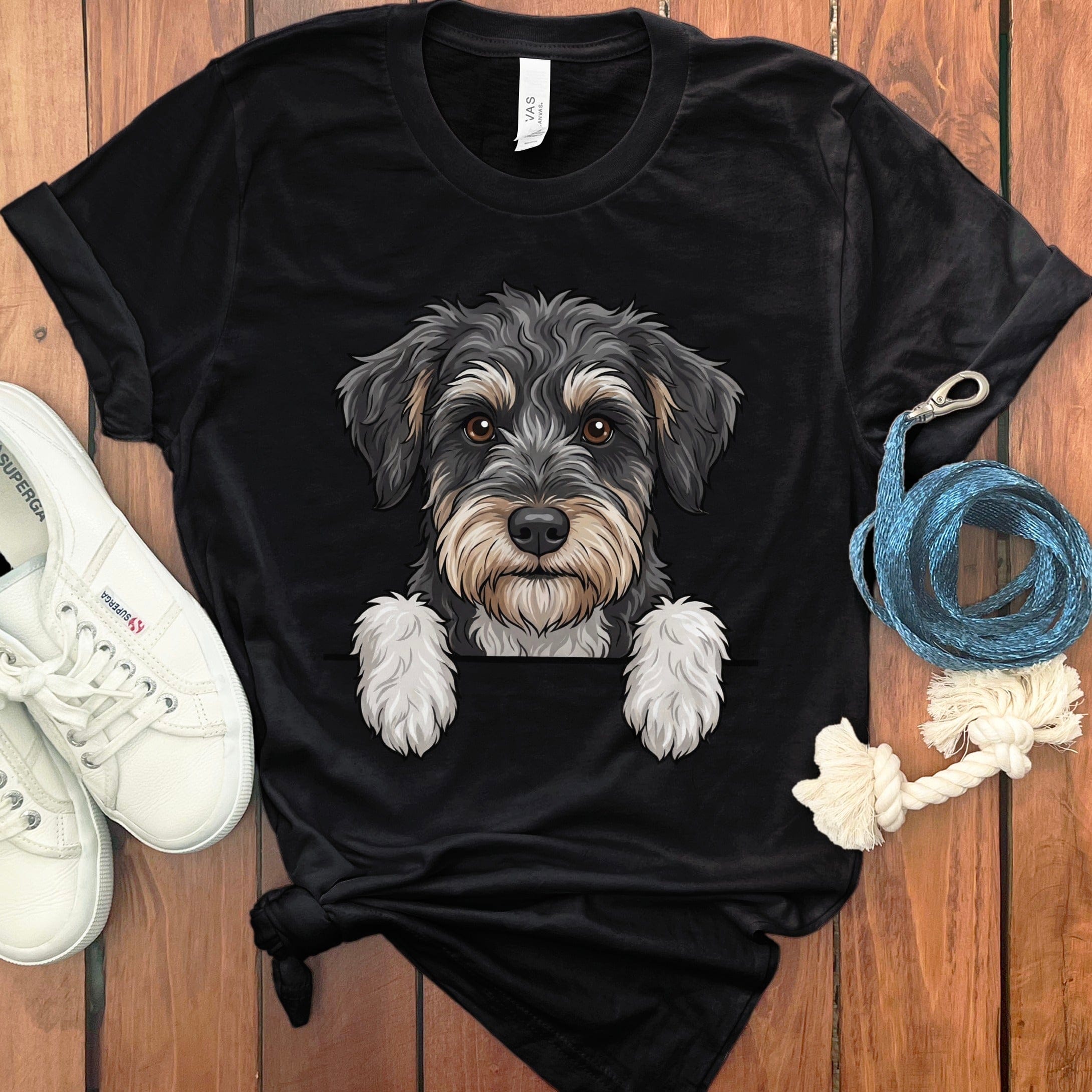 Peeking Schnoodle T-Shirt in Black / S by Puppy Jo