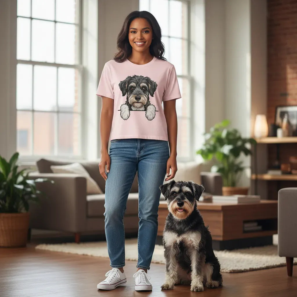 Peeking Schnoodle T-Shirt in by Puppy Jo