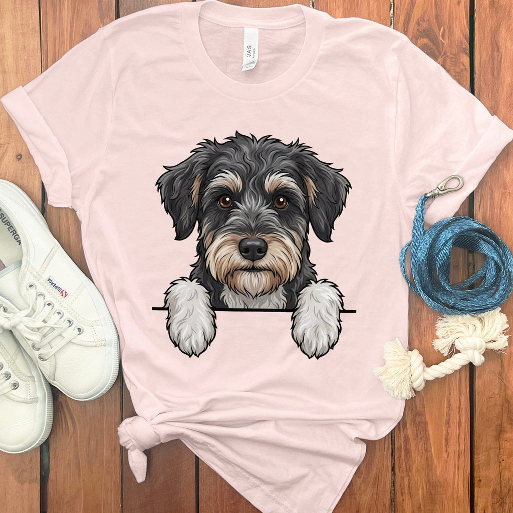 Peeking Schnoodle T-Shirt in Soft Pink / S by Puppy Jo