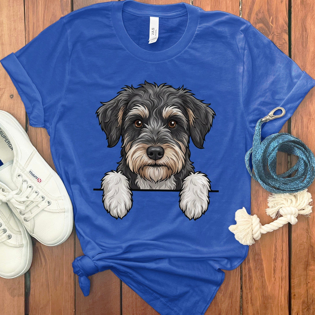 Peeking Schnoodle T-Shirt in True Royal / S by Puppy Jo