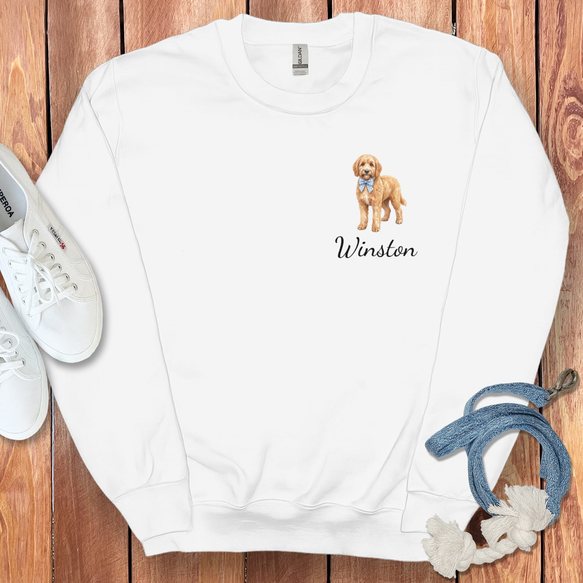 Personalized Apricot Doodle Sweatshirt in Ash / S by Puppy Jo