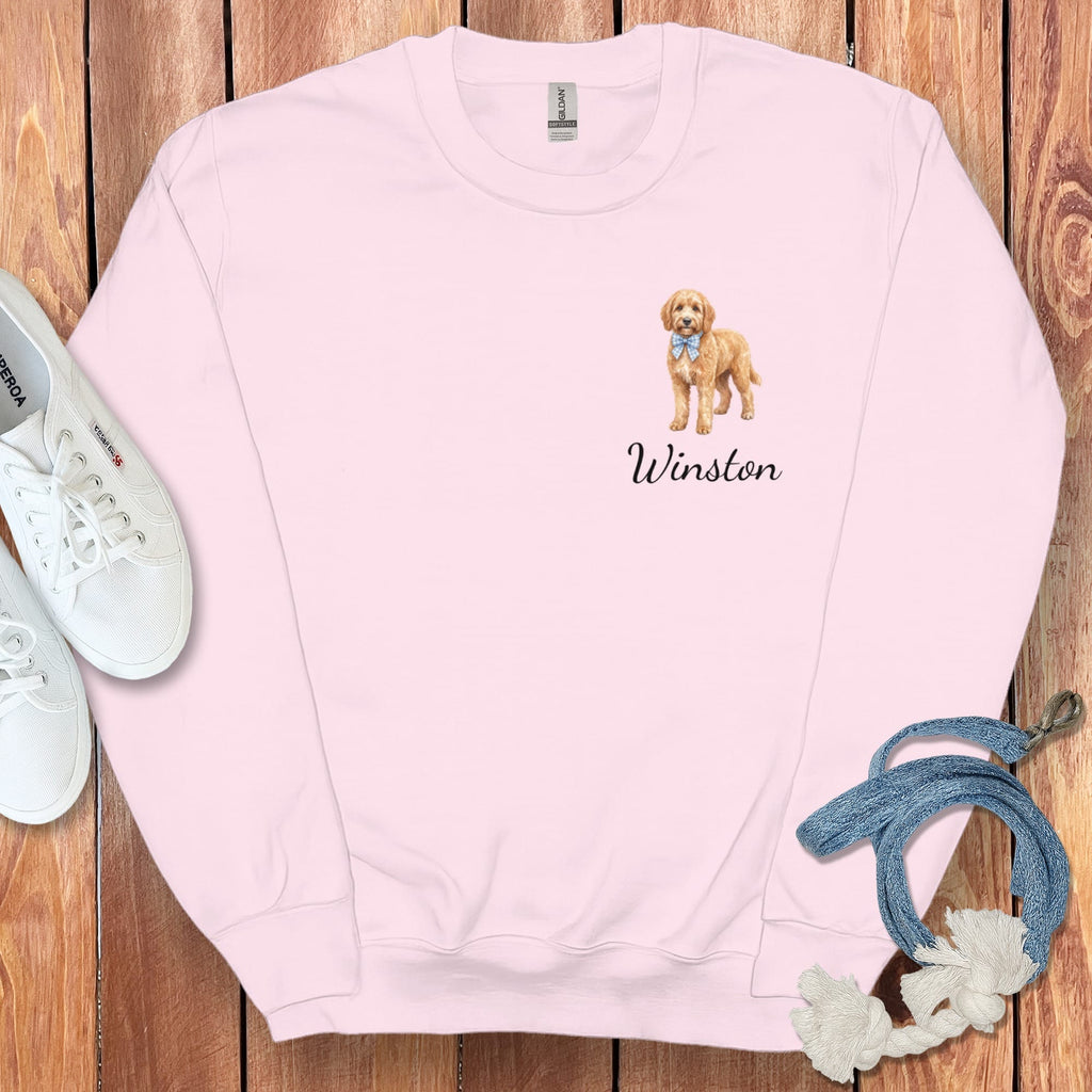Personalized Apricot Doodle Sweatshirt in Light Pink / S by Puppy Jo