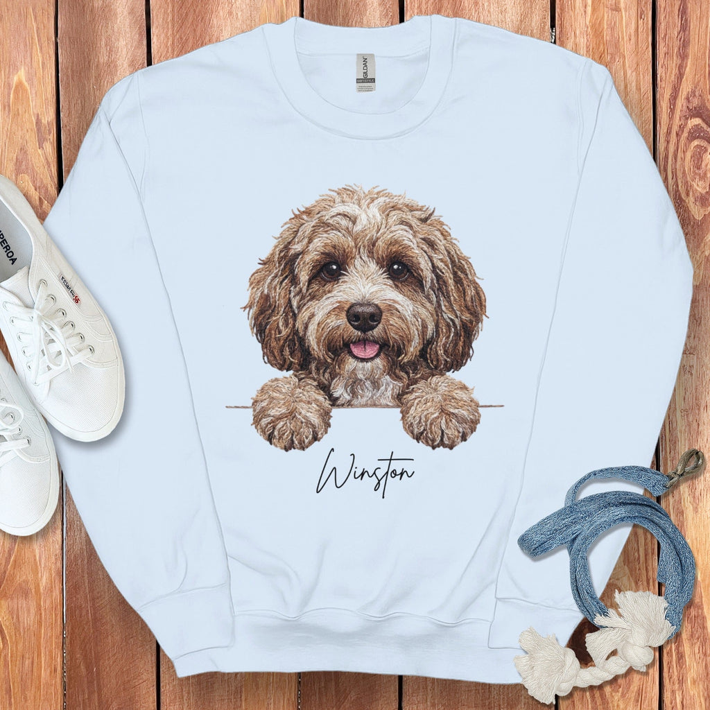 Personalized Aussiedoodle Sweatshirt in Light Blue / S by Puppy Jo