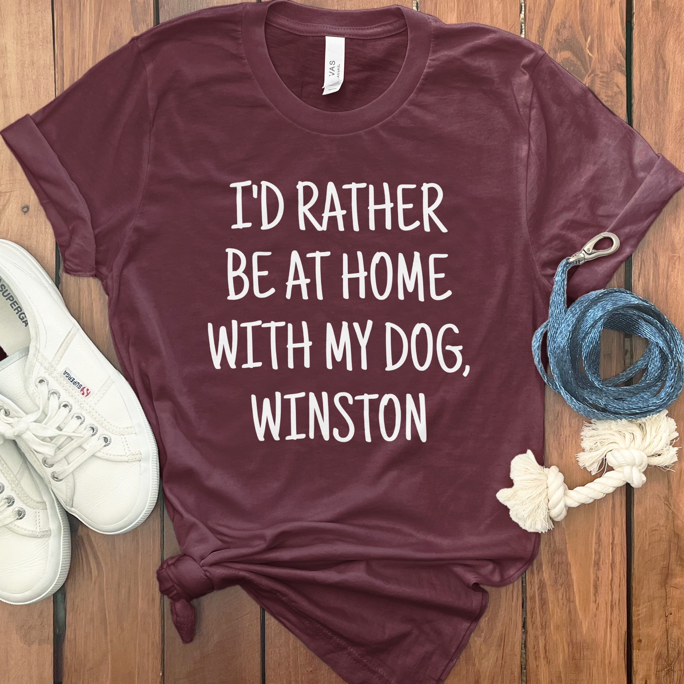 Personalized Be Home T-Shirt in Maroon / S by Puppy Jo