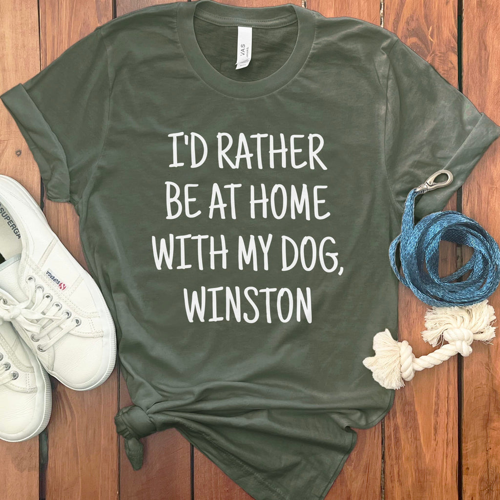 Personalized Be Home T-Shirt in Military Green / S by Puppy Jo
