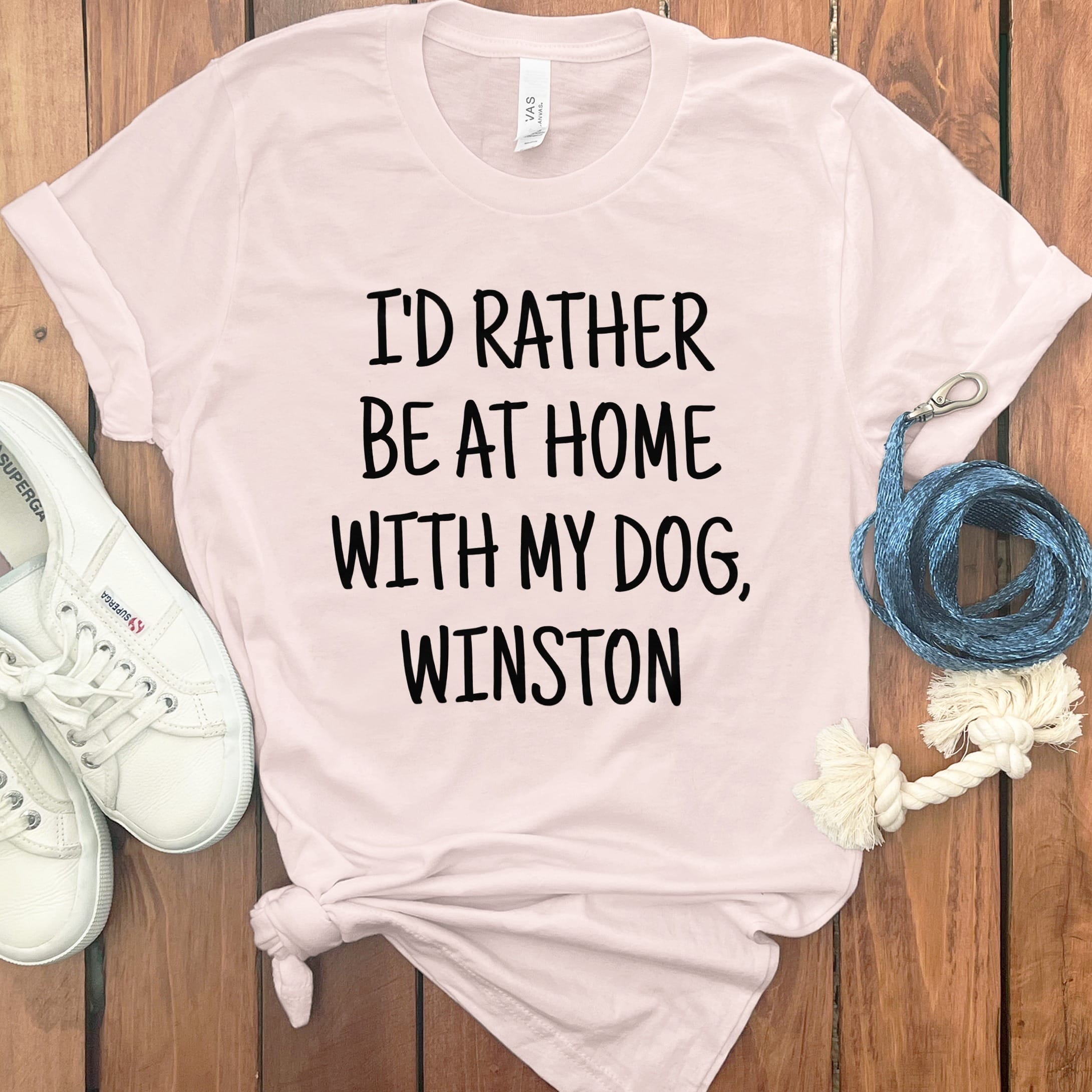 Personalized Be Home T-Shirt in Soft Pink / S by Puppy Jo