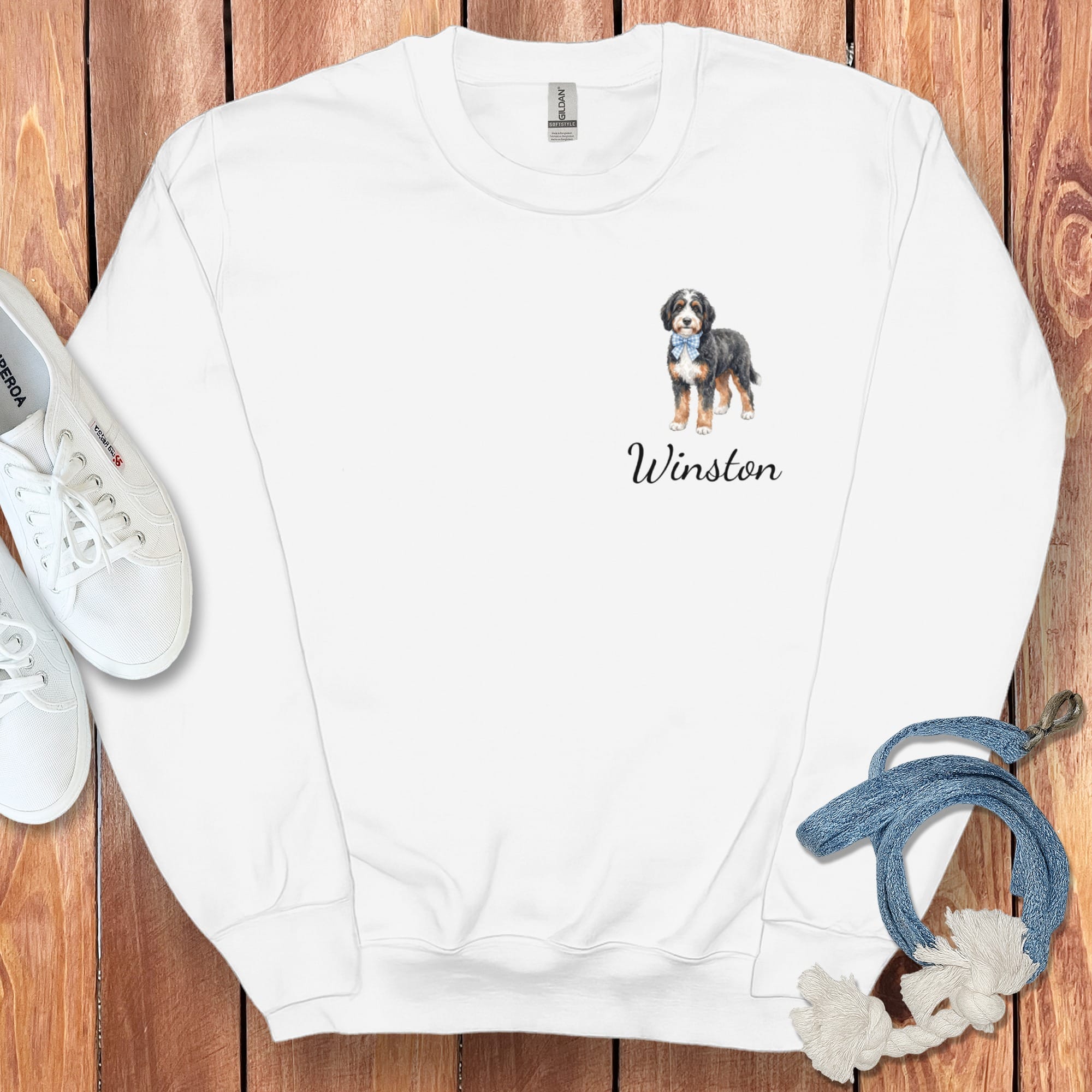Personalized Bernedoodle Sweatshirt in Ash / S by Puppy Jo