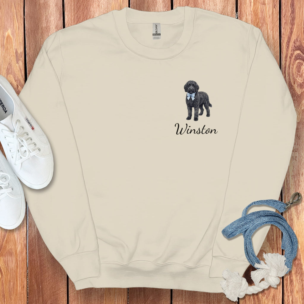 Personalized Black Doodle Sweatshirt in Sand / S by Puppy Jo