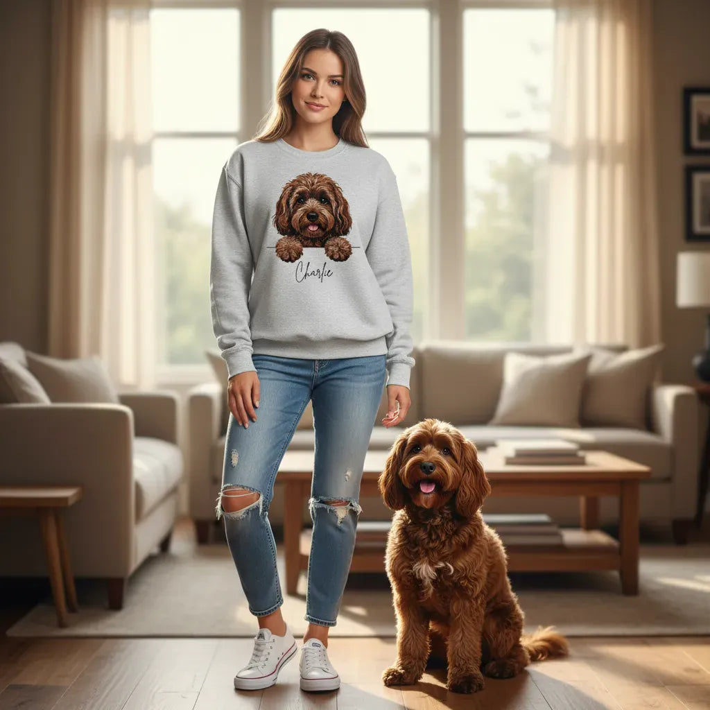 Personalized Chocolate Labradoodle Sweatshirt in by Puppy Jo