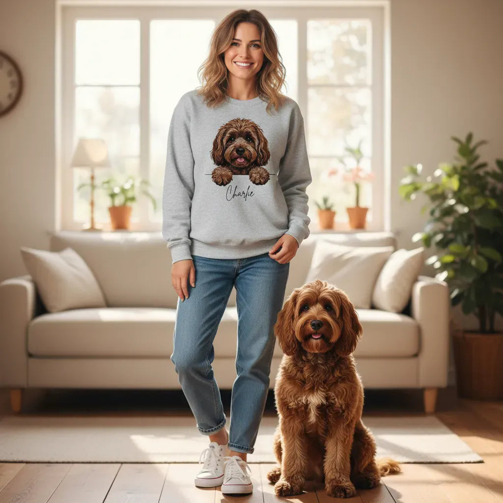 Personalized Chocolate Labradoodle Sweatshirt in by Puppy Jo