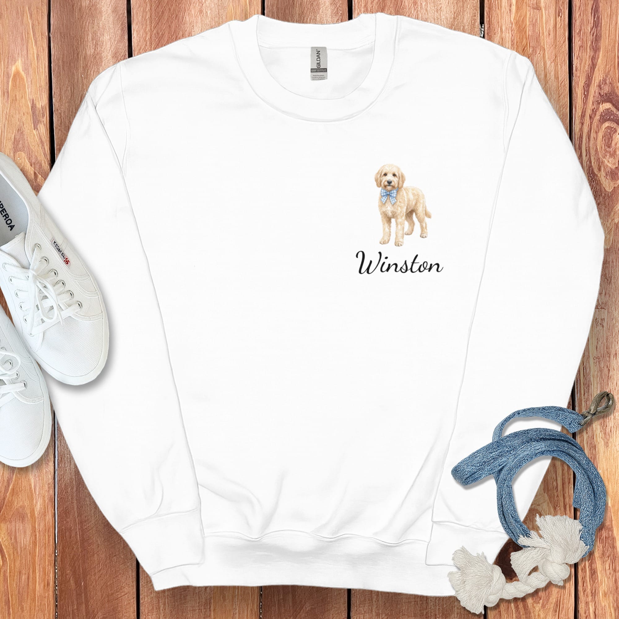 Personalized Cream Doodle Sweatshirt in White / S by Puppy Jo