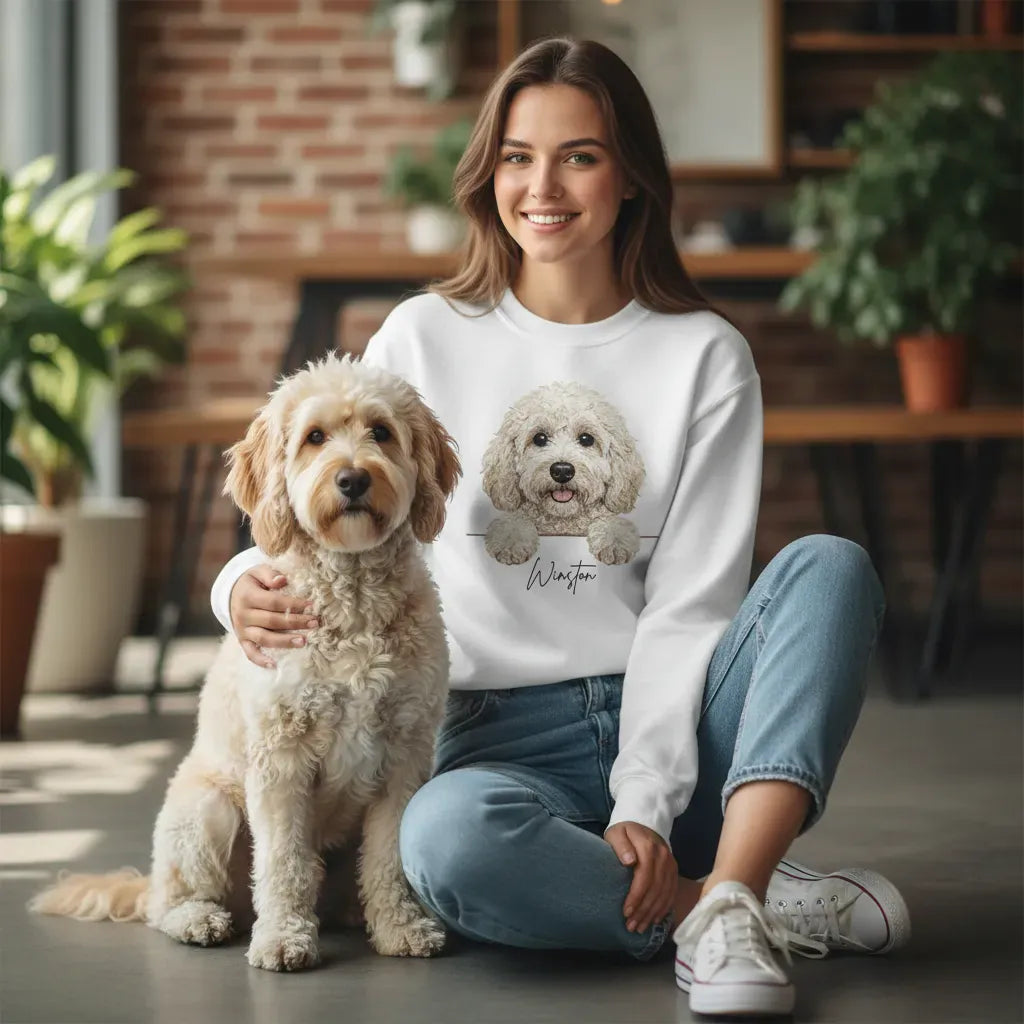 Personalized Cream Labradoodle Sweatshirt in by Puppy Jo