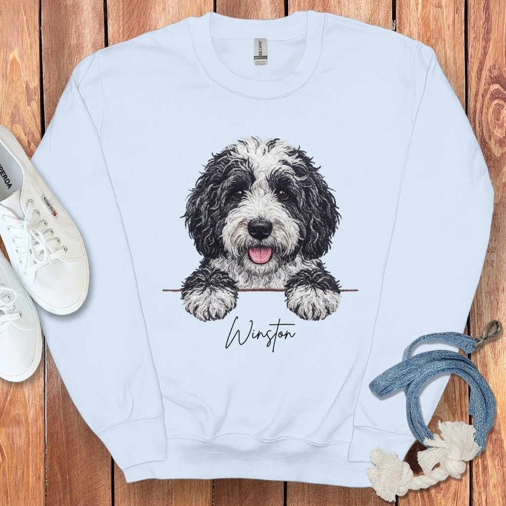Personalized Sheepadoodle Sweatshirt in Light Blue / S by Puppy Jo