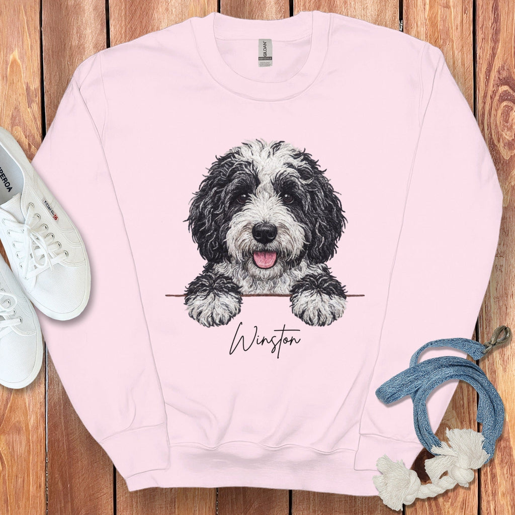 Personalized Sheepadoodle Sweatshirt in Light Pink / S by Puppy Jo