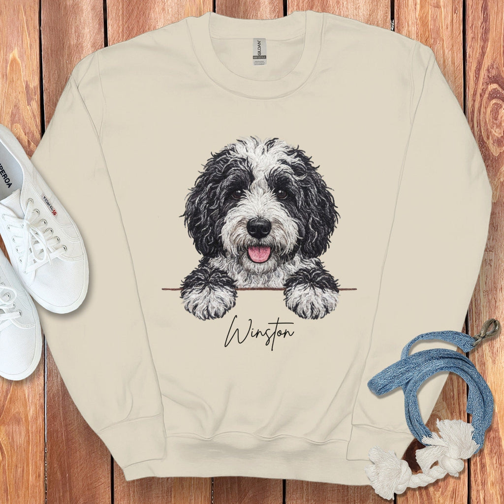 Personalized Sheepadoodle Sweatshirt in Sand / S by Puppy Jo