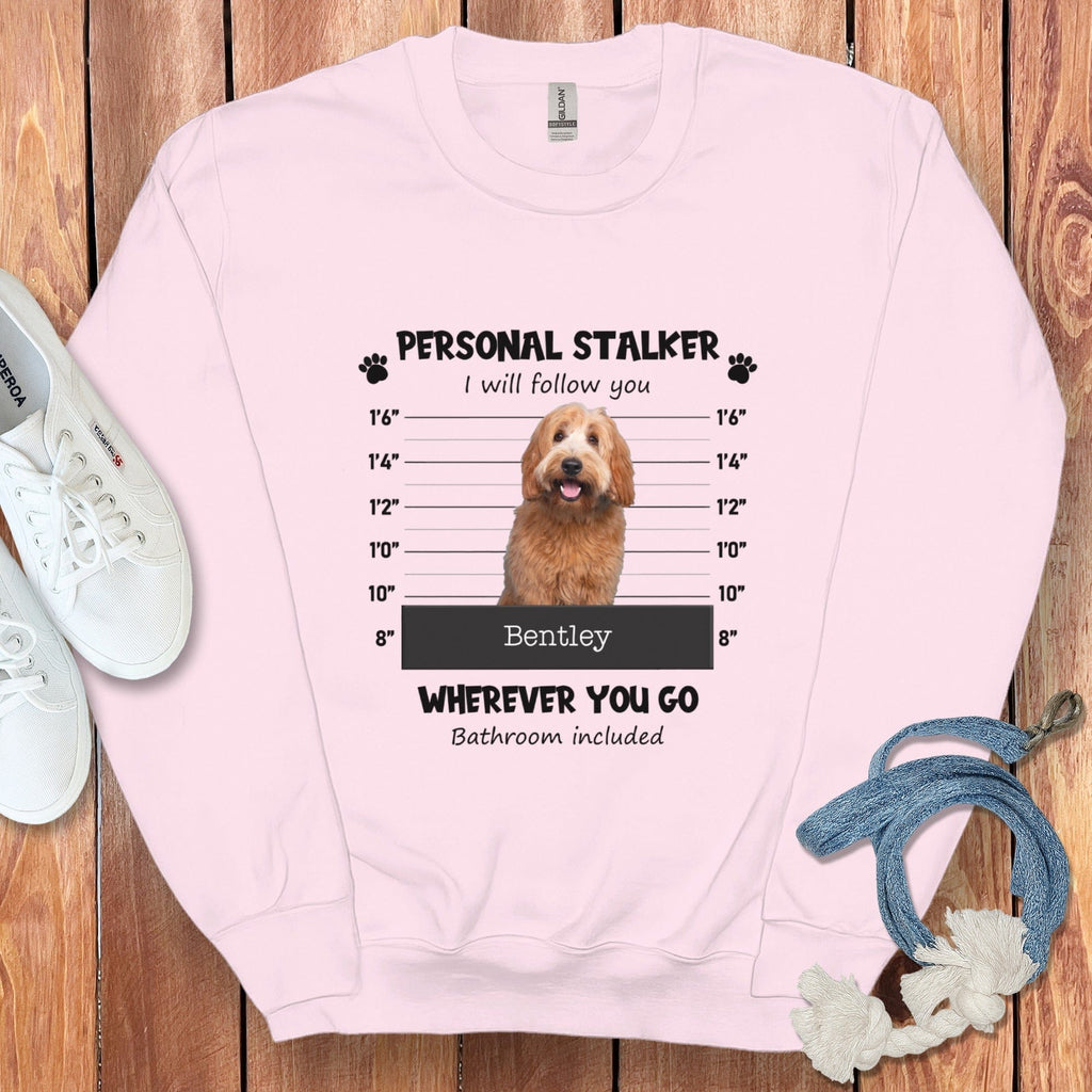 Personalized Stalker Mugshot Sweatshirt in Light Pink / S by Puppy Jo