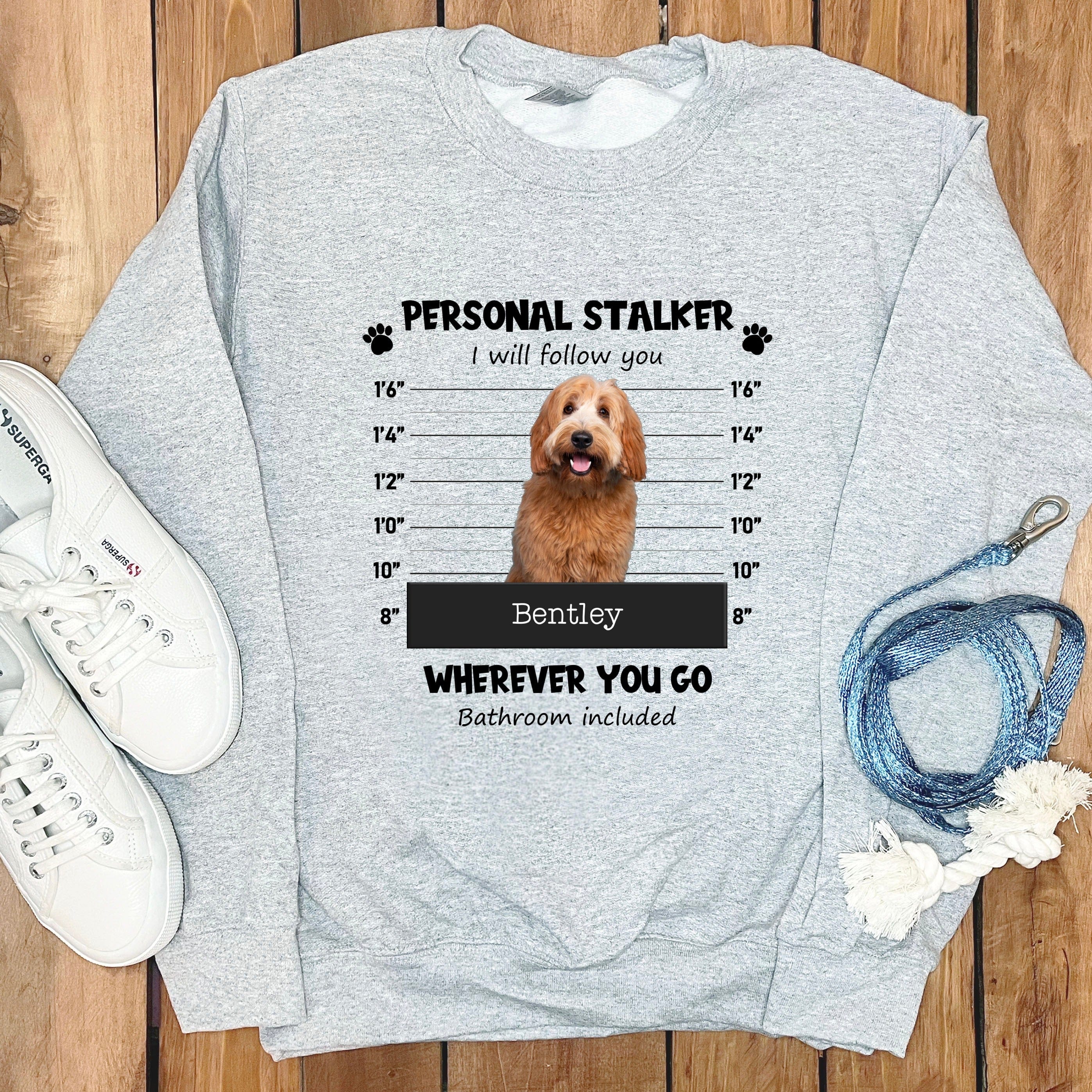 Personalized Stalker Mugshot Sweatshirt in Sport Grey / S by Puppy Jo