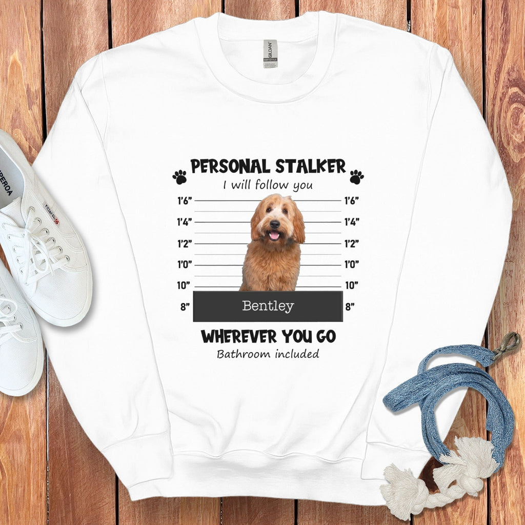 Personalized Stalker Mugshot Sweatshirt in White / S by Puppy Jo