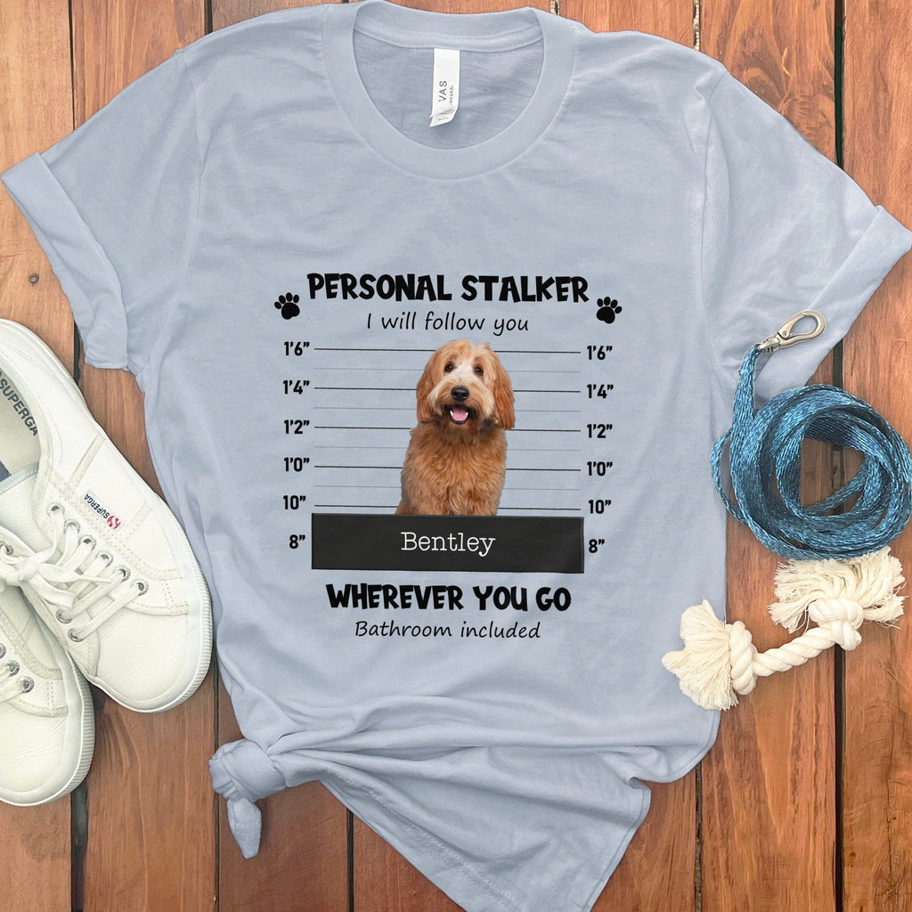 Personalized Stalker Mugshot T-Shirt in Athletic Heather / S by Puppy Jo
