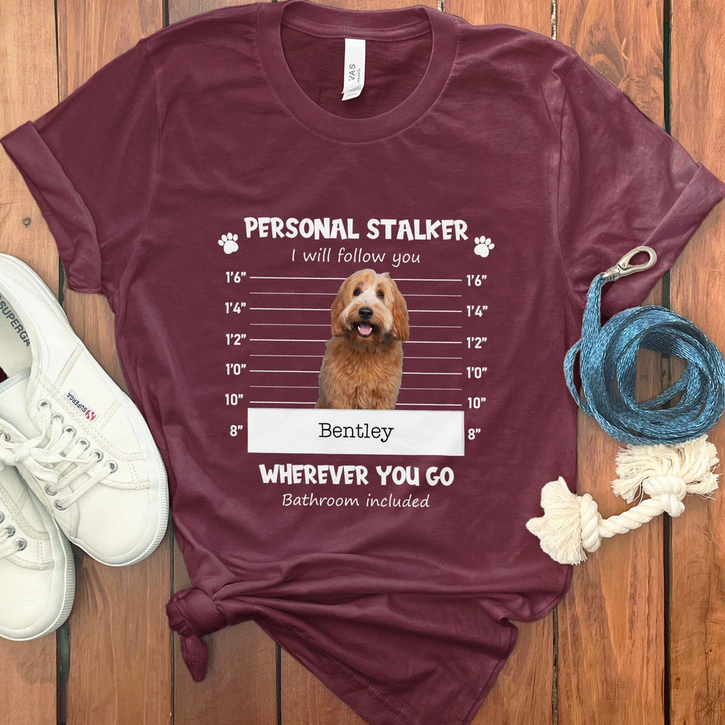 Personalized Stalker Mugshot T-Shirt in Maroon / S by Puppy Jo