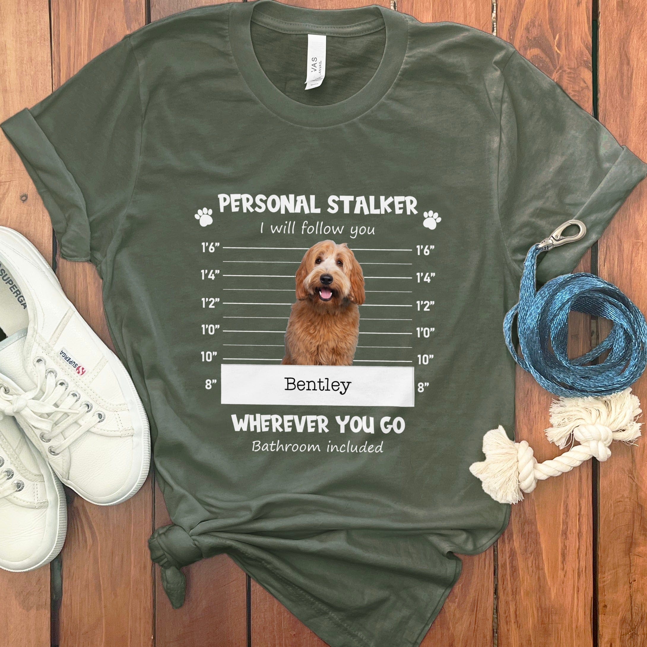 Personalized Stalker Mugshot T-Shirt in Military Green / S by Puppy Jo