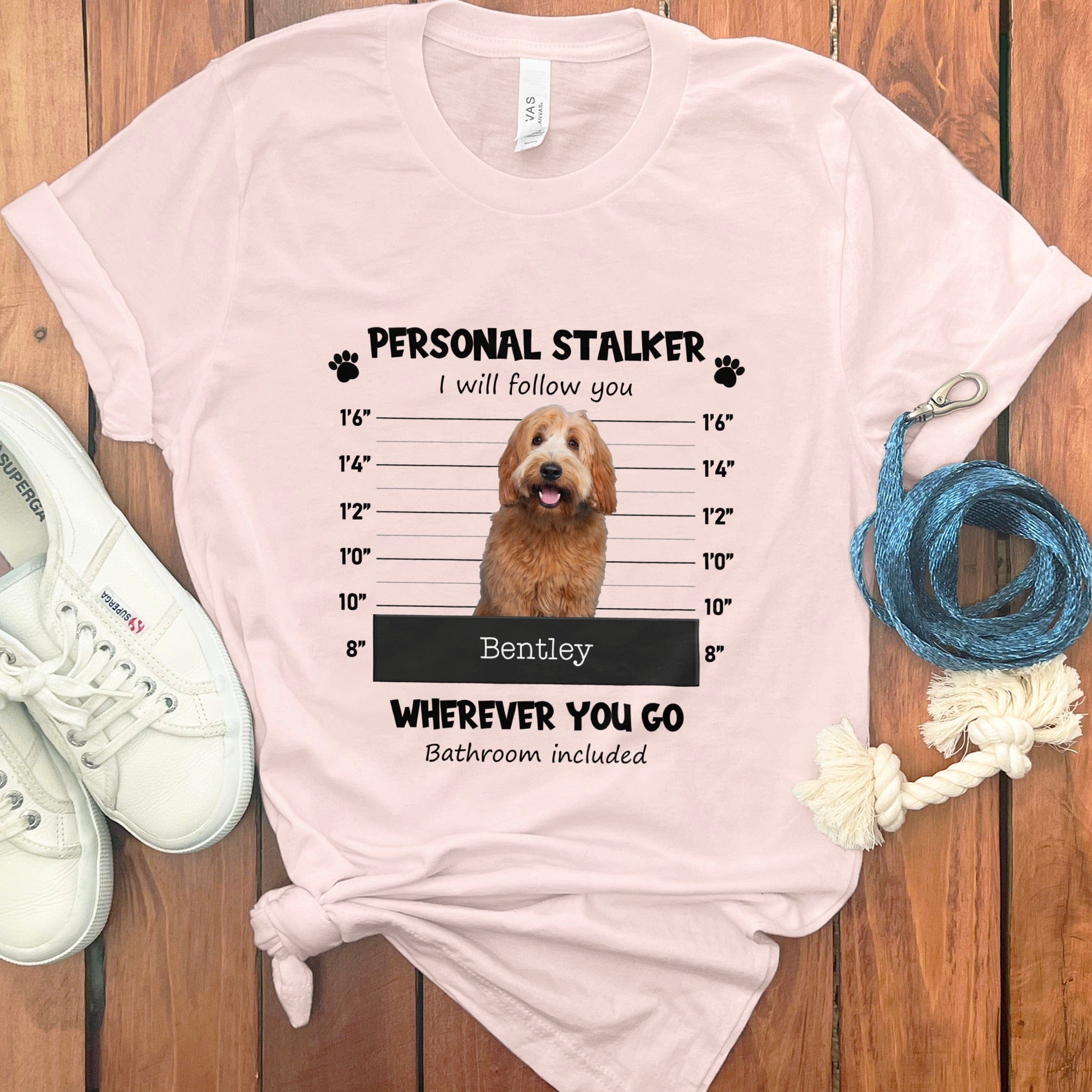 Personalized Stalker Mugshot T-Shirt in Soft Pink / S by Puppy Jo