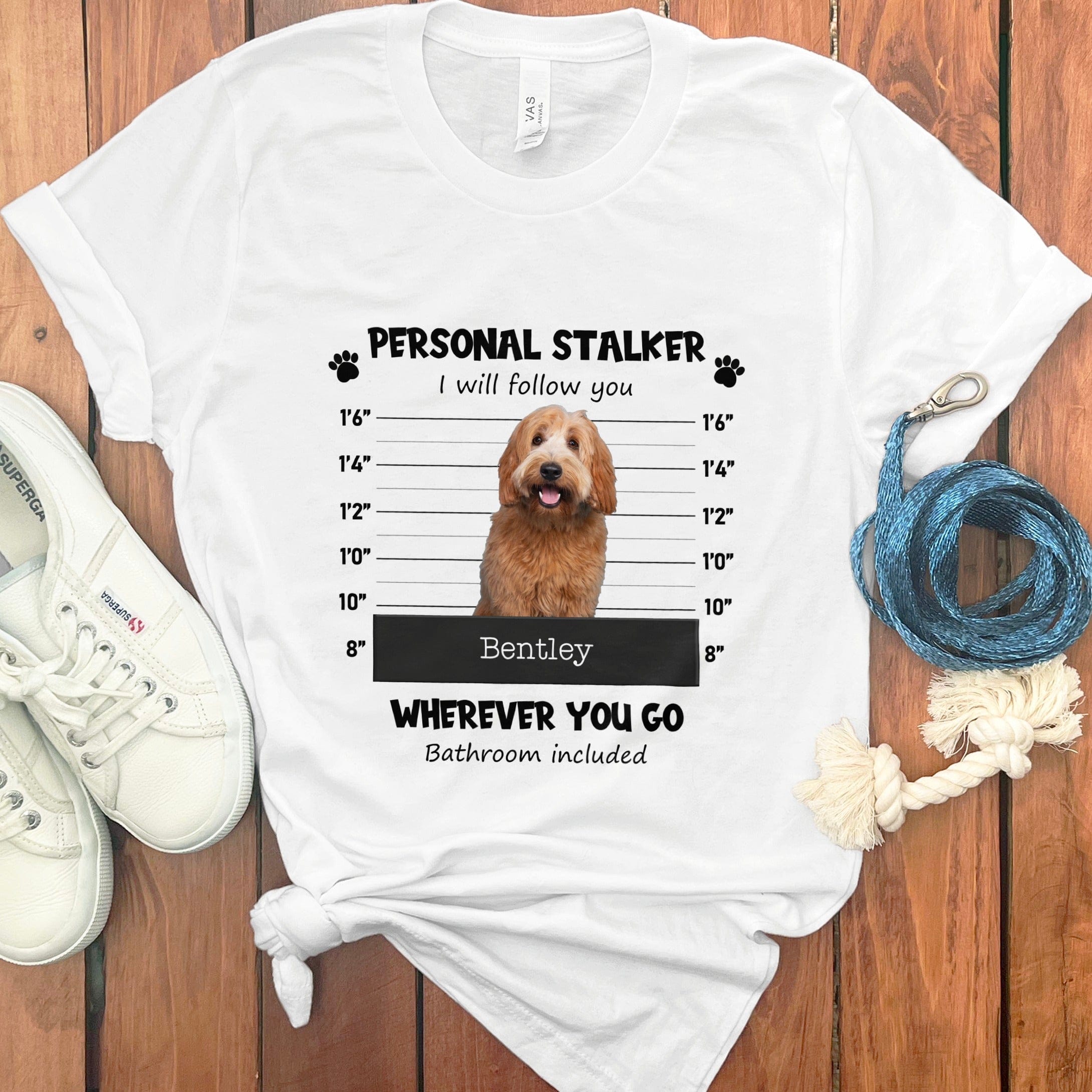 Personalized Stalker Mugshot T-Shirt in White / S by Puppy Jo