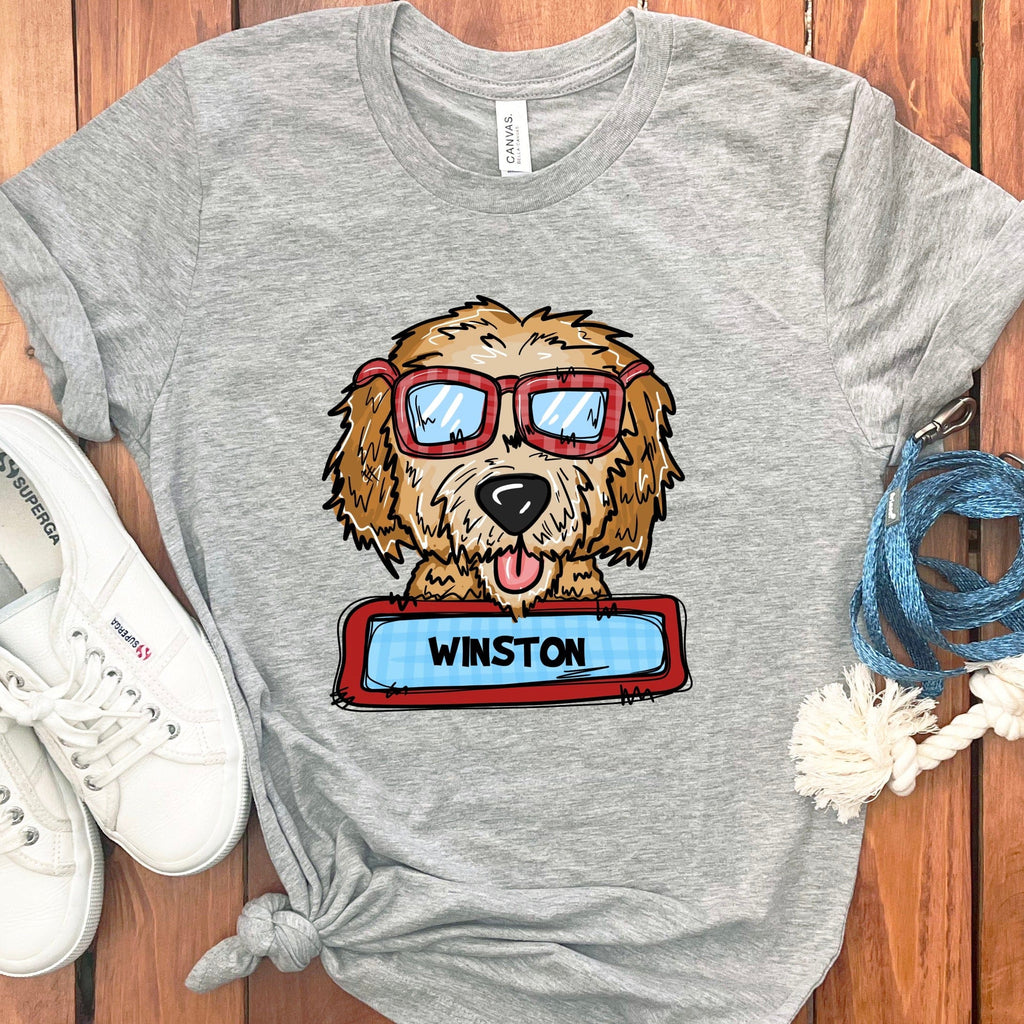 Personalized Valentine Doodle T-Shirt in Athletic Heather / S by Puppy Jo