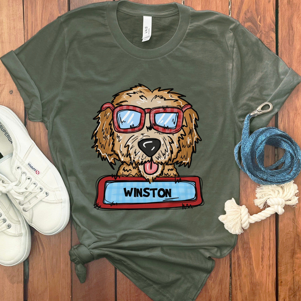 Personalized Valentine Doodle T-Shirt in Military Green / S by Puppy Jo