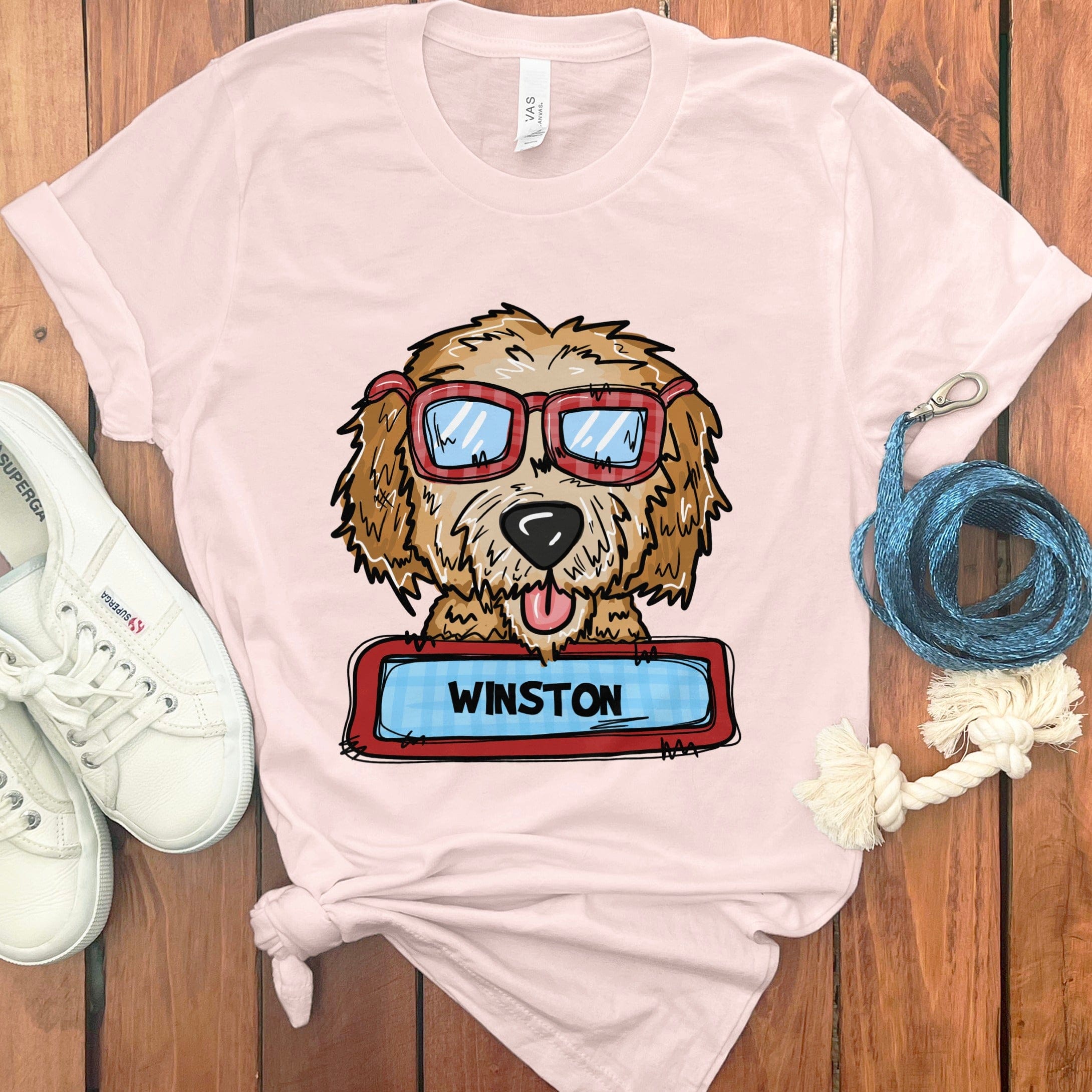 Personalized Valentine Doodle T-Shirt in Soft Pink / S by Puppy Jo