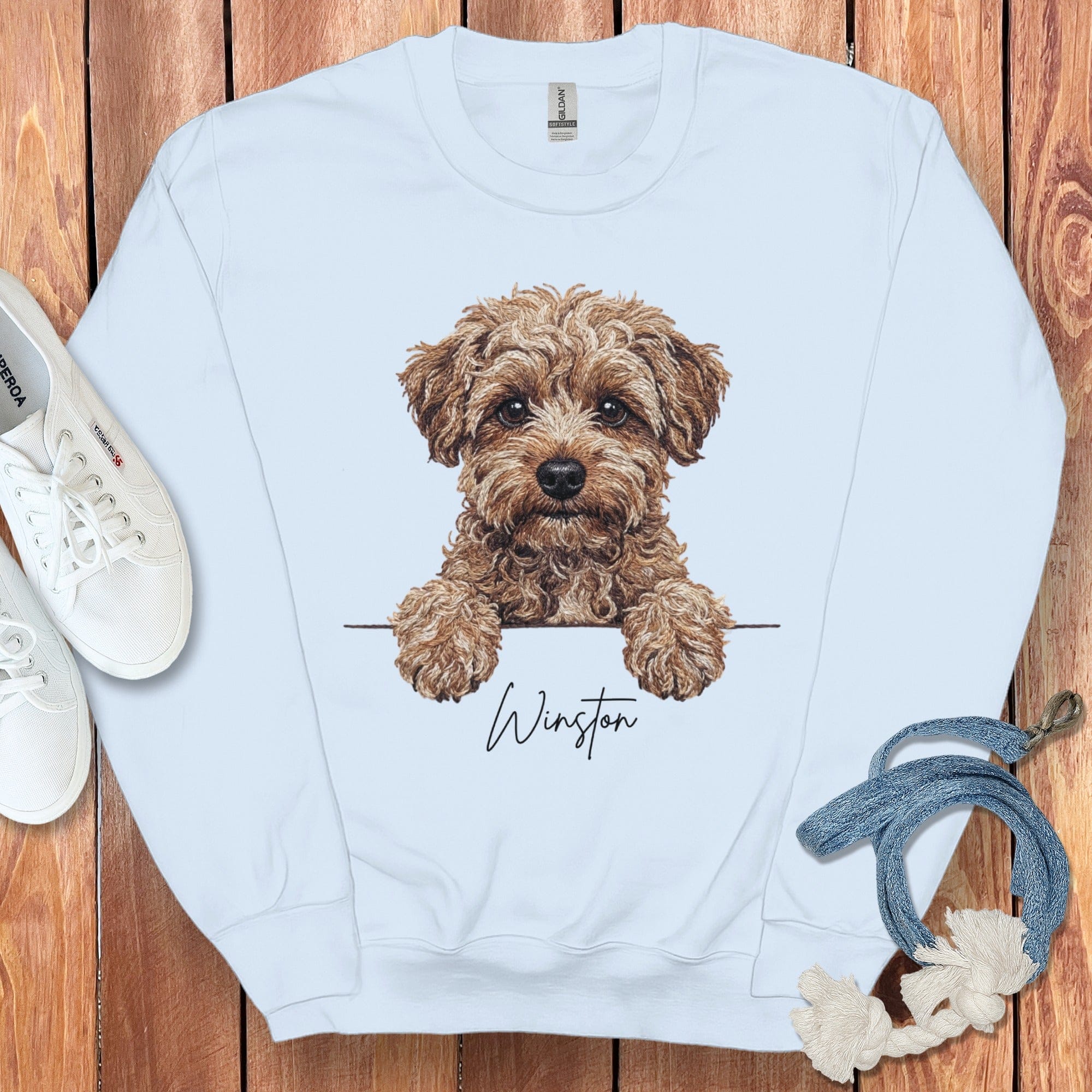 Personalized Yorkiepoo Sweatshirt in Light Blue / S by Puppy Jo