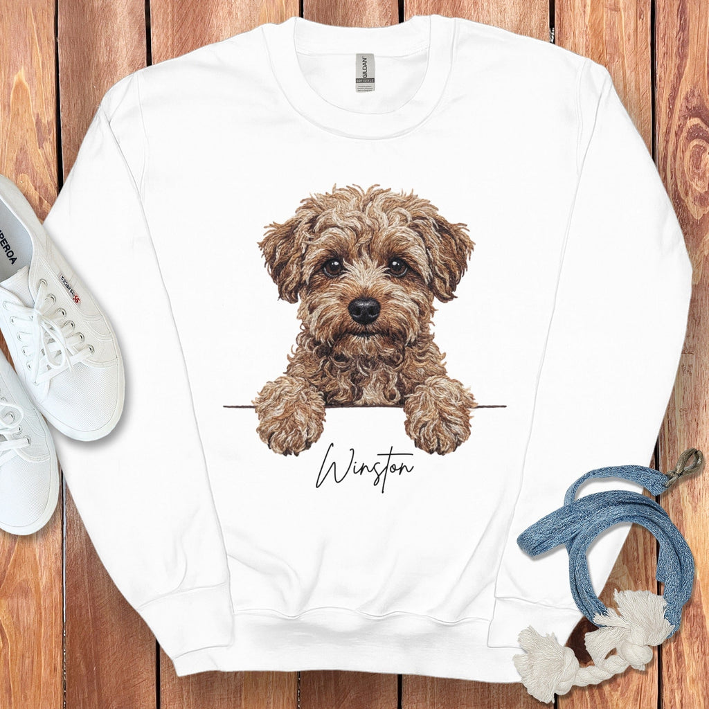 Personalized Yorkiepoo Sweatshirt in White / S by Puppy Jo