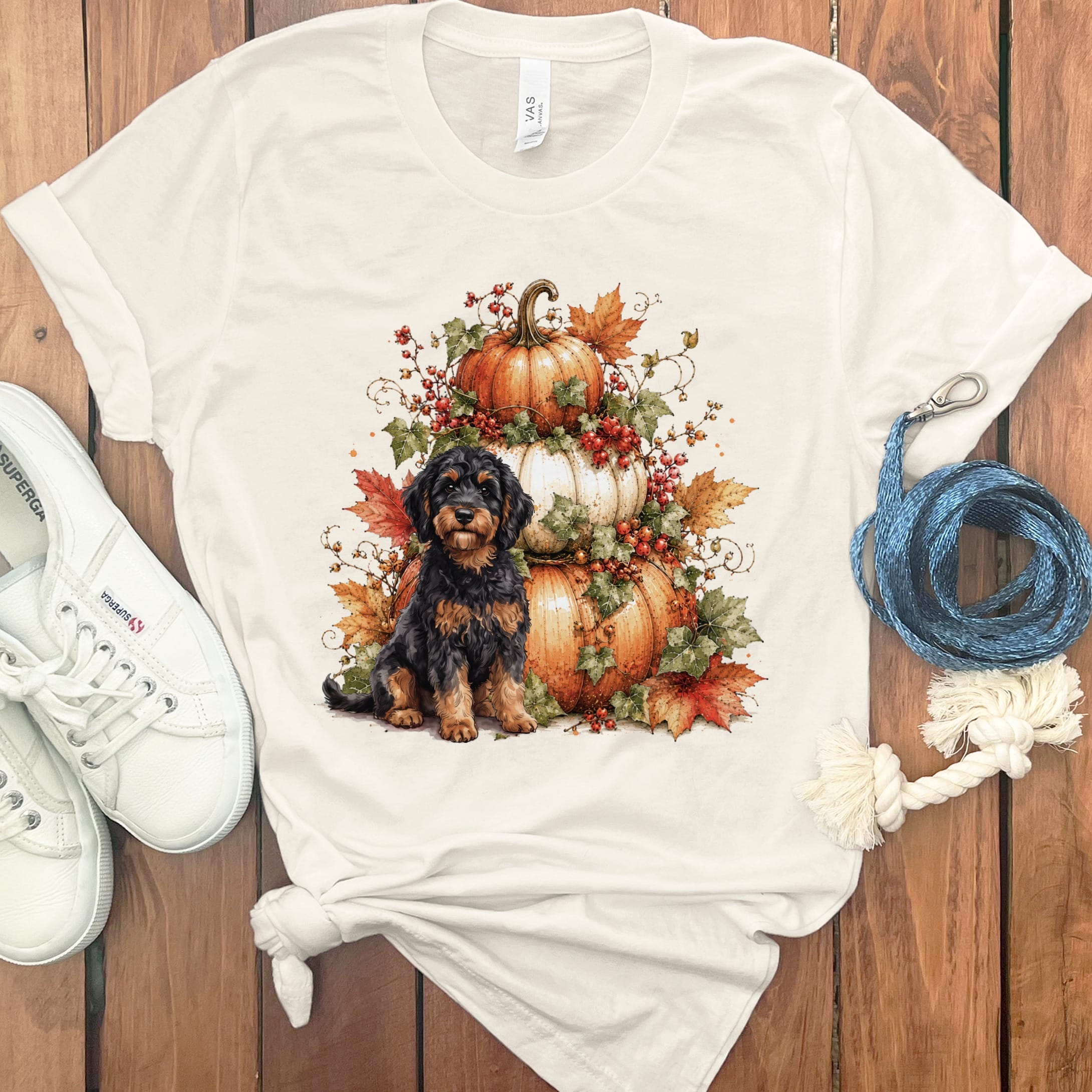 Phamtom Goldendoodle Pumpkin Ivy T-Shirt in Natural / S by Puppy Jo