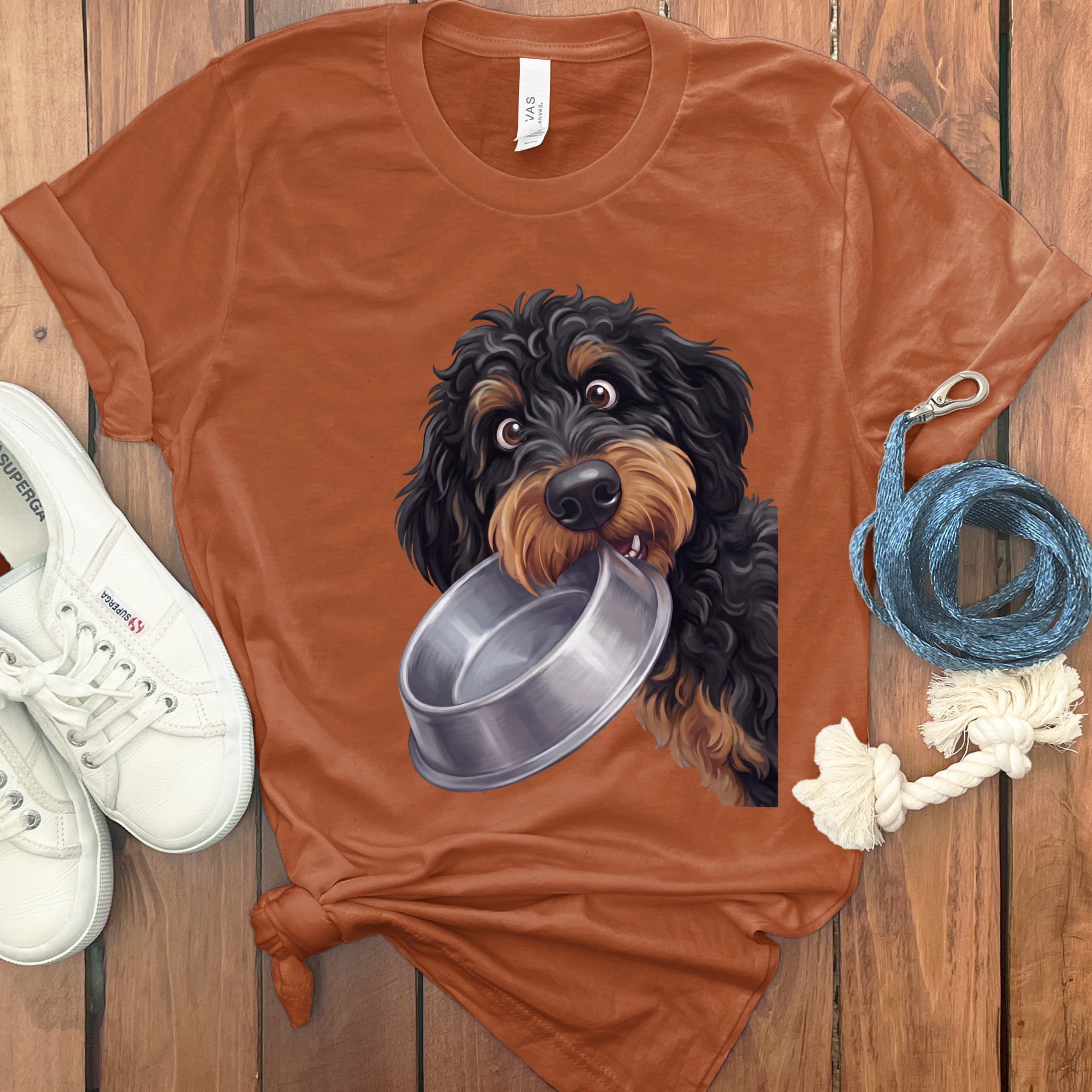 Phantom Goldendoodle Bowl T-Shirt in Autumn / S by Puppy Jo