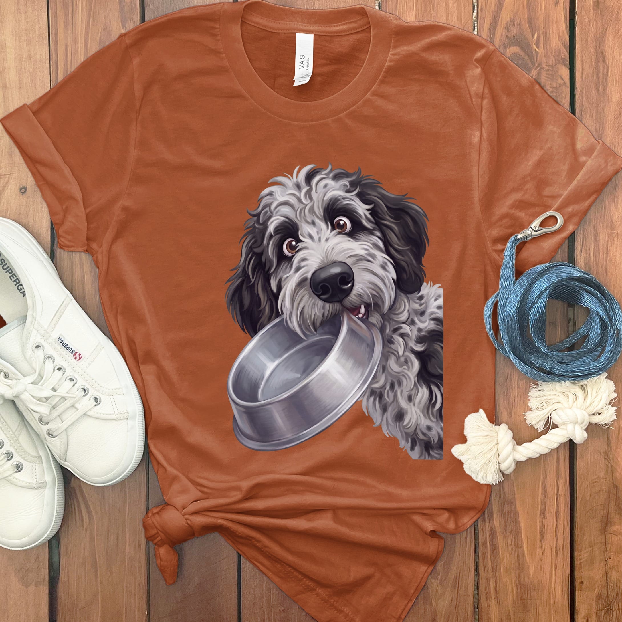 Phantom Goldendoodle Bowl T-Shirt in Autumn / S by Puppy Jo