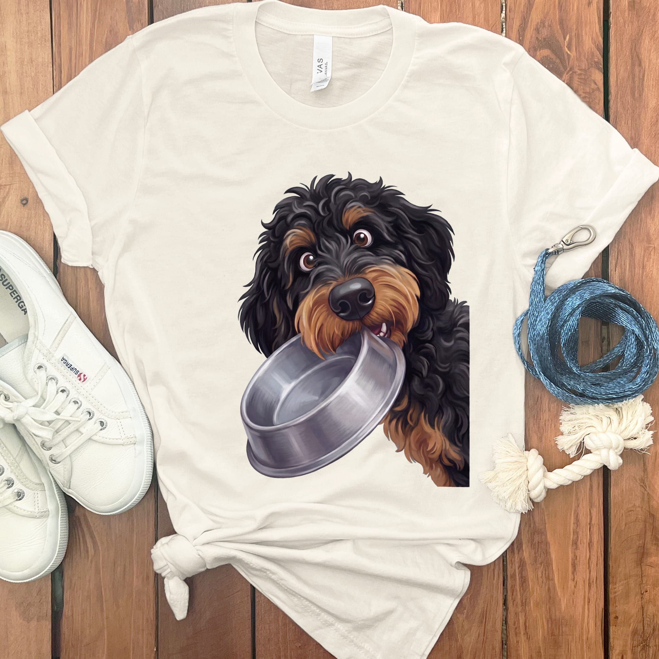 Phantom Goldendoodle Bowl T-Shirt in Natural / S by Puppy Jo