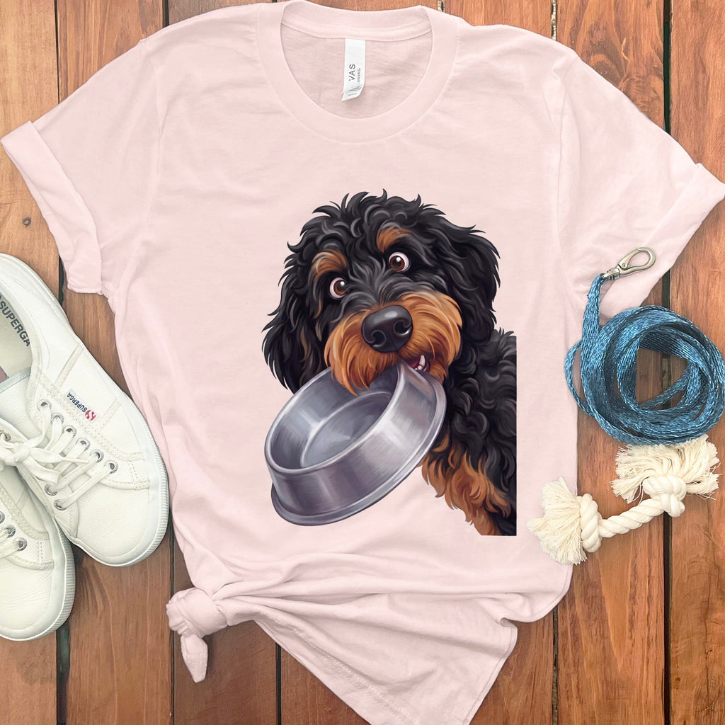 Phantom Goldendoodle Bowl T-Shirt in Soft Pink / S by Puppy Jo