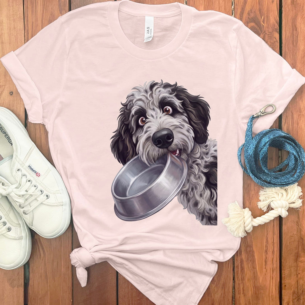 Phantom Goldendoodle Bowl T-Shirt in Soft Pink / S by Puppy Jo