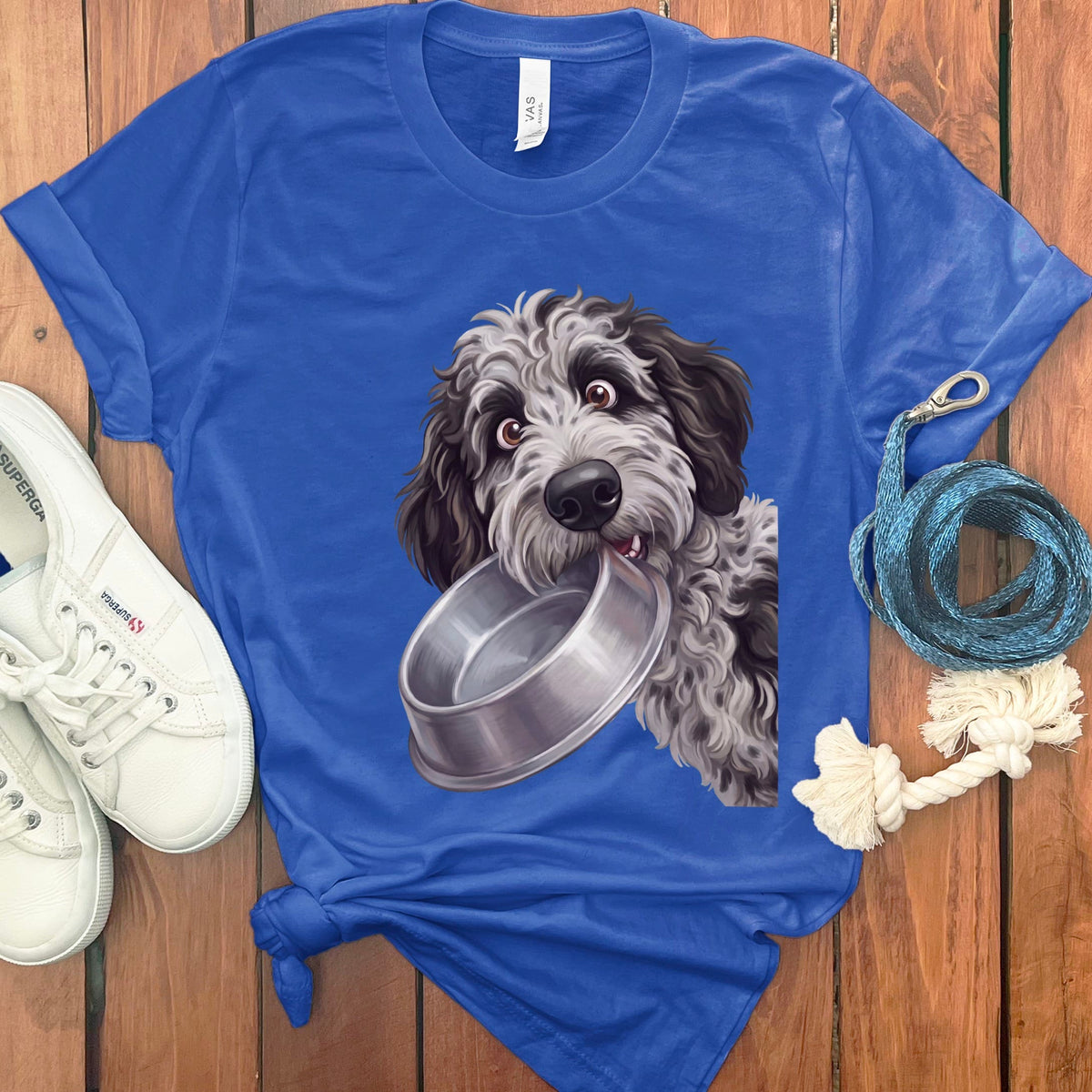 Phantom Goldendoodle Bowl T-Shirt in True Royal / S by Puppy Jo