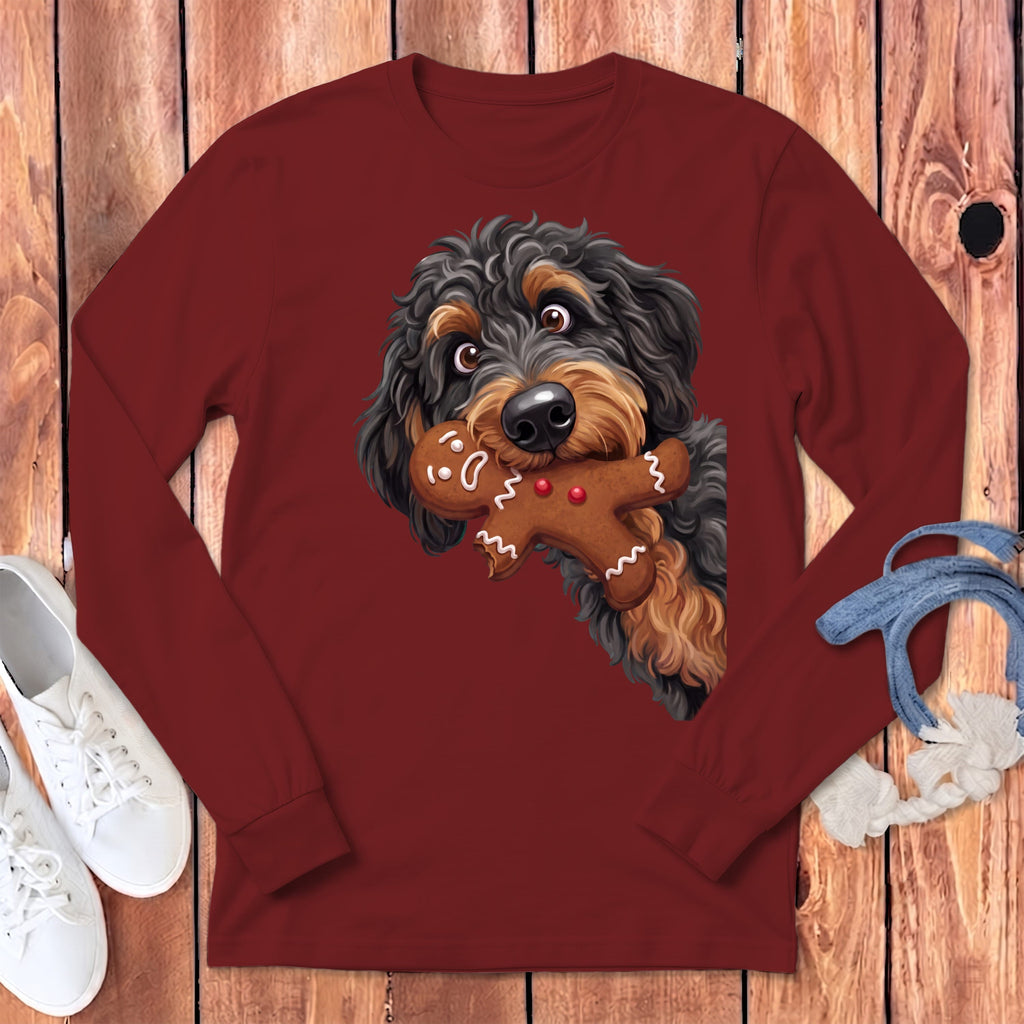 Phantom Goldendoodle Cookie Thief Long Sleeve T-Shirt in Cardinal / S by Puppy Jo