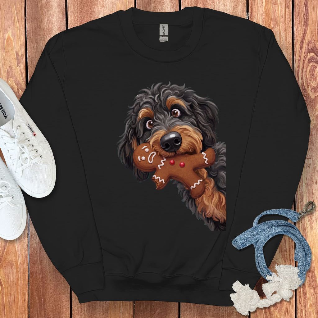 Phantom Goldendoodle Cookie Thief Sweatshirt in Black / S by Puppy Jo