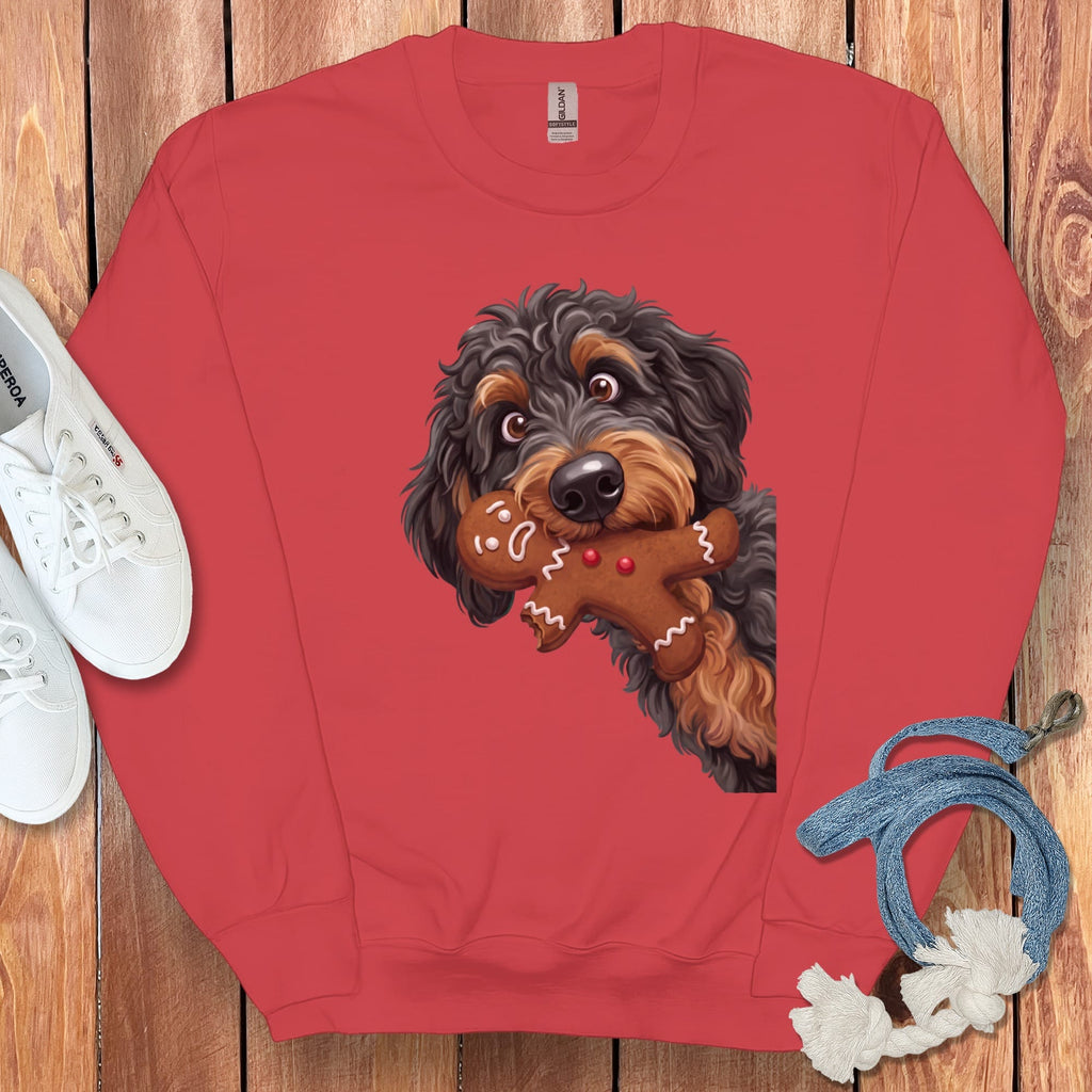 Phantom Goldendoodle Cookie Thief Sweatshirt in Red / S by Puppy Jo